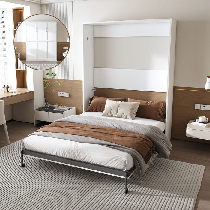 Queen Murphy Bed, Foldable Wall Bed, Space Saving Design For Bedrooms - White Home Essentials