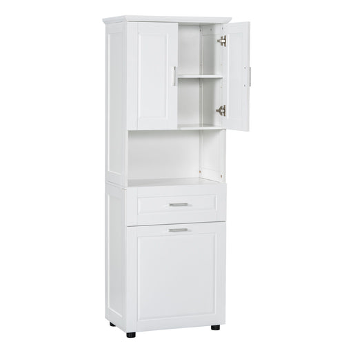 Tall Bathroom Cabinet With Tilt-Out Laundry Basket And Upper Storage Hearth and Haven
