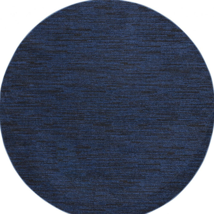 8' Round Stain Resistant Indoor / Outdoor Area Rug - Midnight Blue