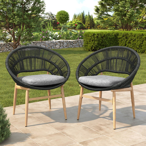 Cyril - Outdoor Papasan Style Dining Chair (Set of 2) Noble House