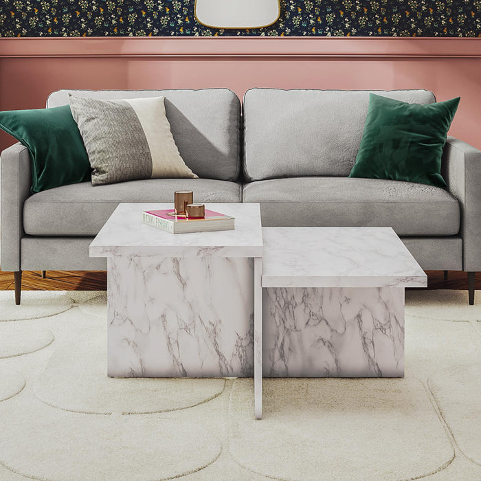 Brielle - 2 Tiered Coffee Table - White Marble