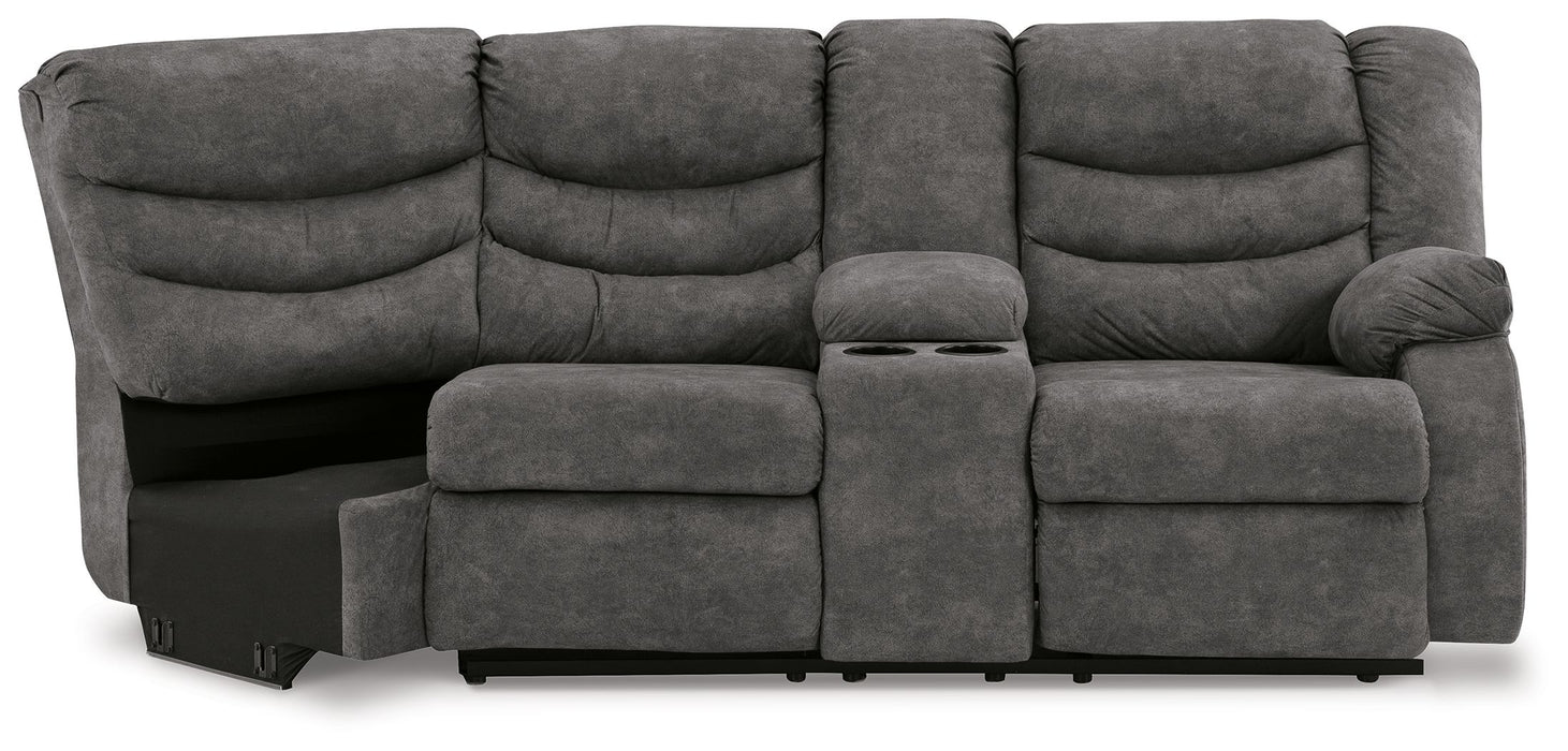 Partymate - Slate - Raf Reclining Loveseat W/Console