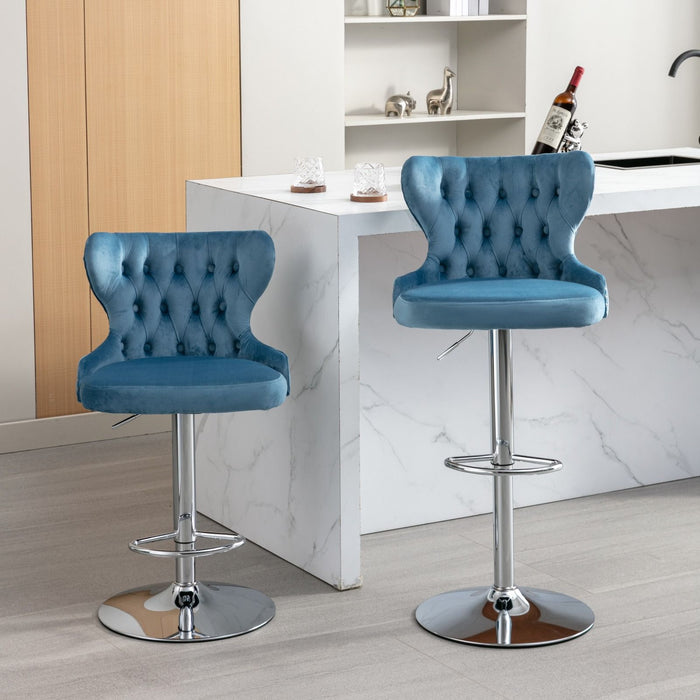 Swivel Barstools Adjusatble Seat Height From 25-33", Modern Upholstered Chrome Base Bar Stools With Backs Comfortable Tufted For Home Pub And Kitchen Island