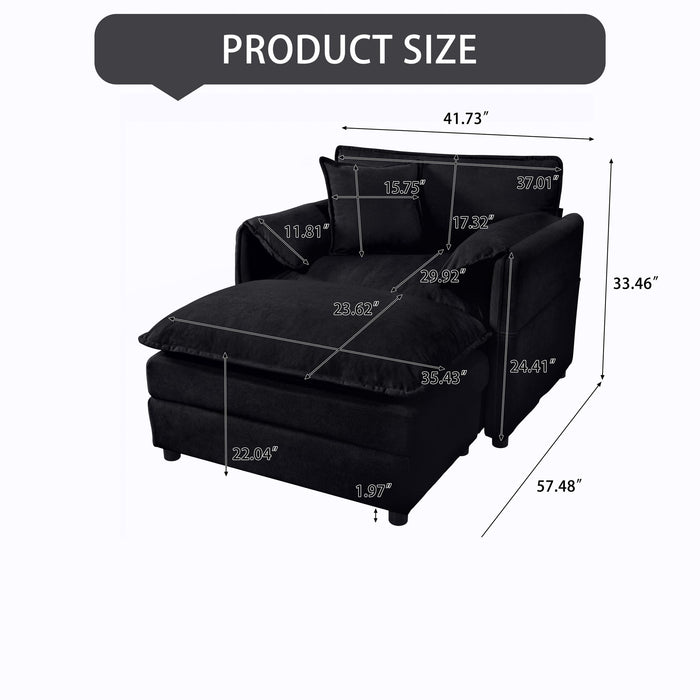 Oversized Chair With Movable Ottoman, Soft Upholstered Lounge Chair