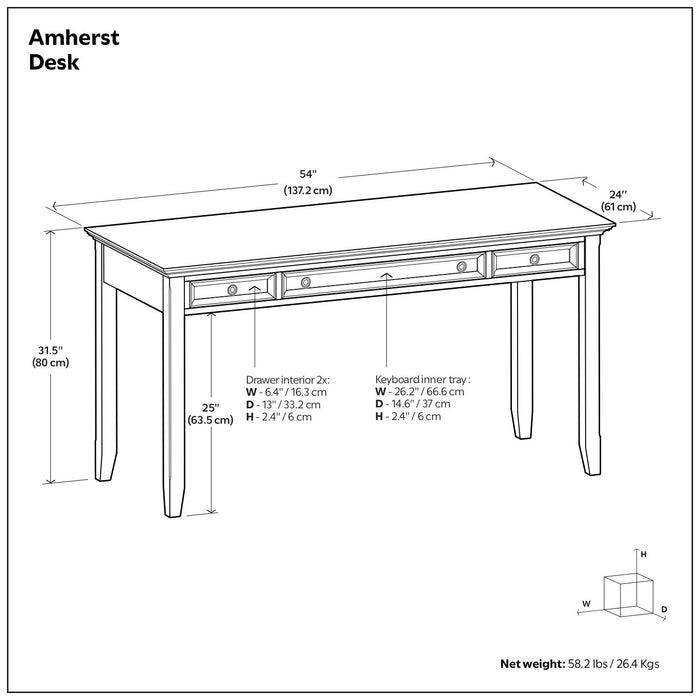 Amherst - Desk - Hickory Brown Simpli-Home