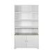 Tall Bookcase Storage Cabinet With 3 Open Shelves & Fluted Double Doors Noble House