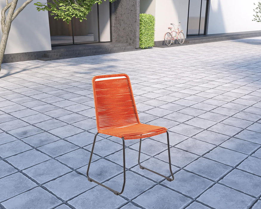5 Piece Solid Wood Dining Set With Four Chairs - Brown And Orange