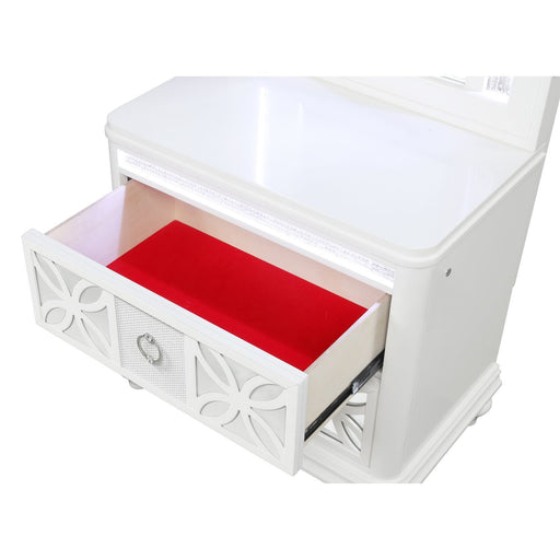 Abigale - Nightstand With Mirror Top, LED Lighting (Includes Mirror And Nightstand) - White Matrix Furniture Group