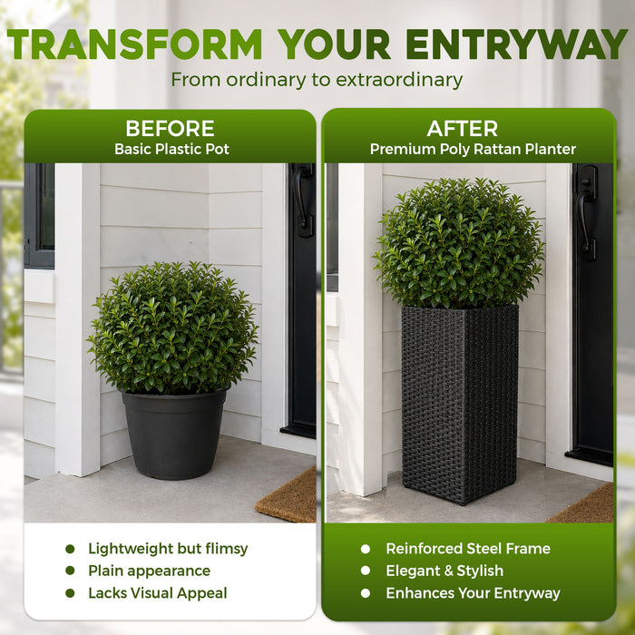 Solhome - Square Planter Box For Patio - Black Daily Nest