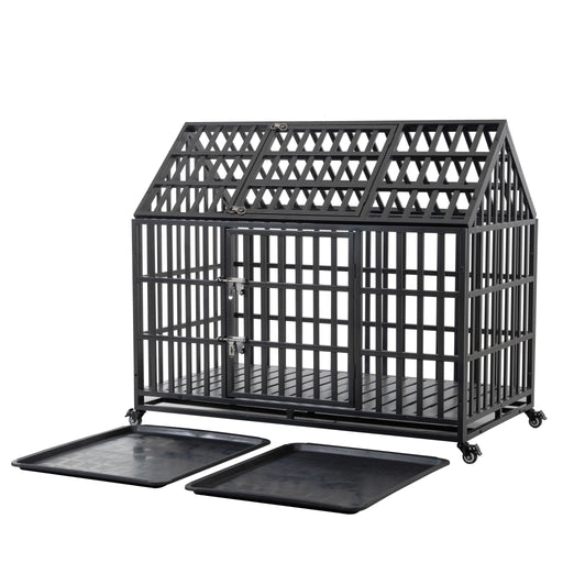 Heavy Duty Dog Crate Lockable Wheels Daily Nest