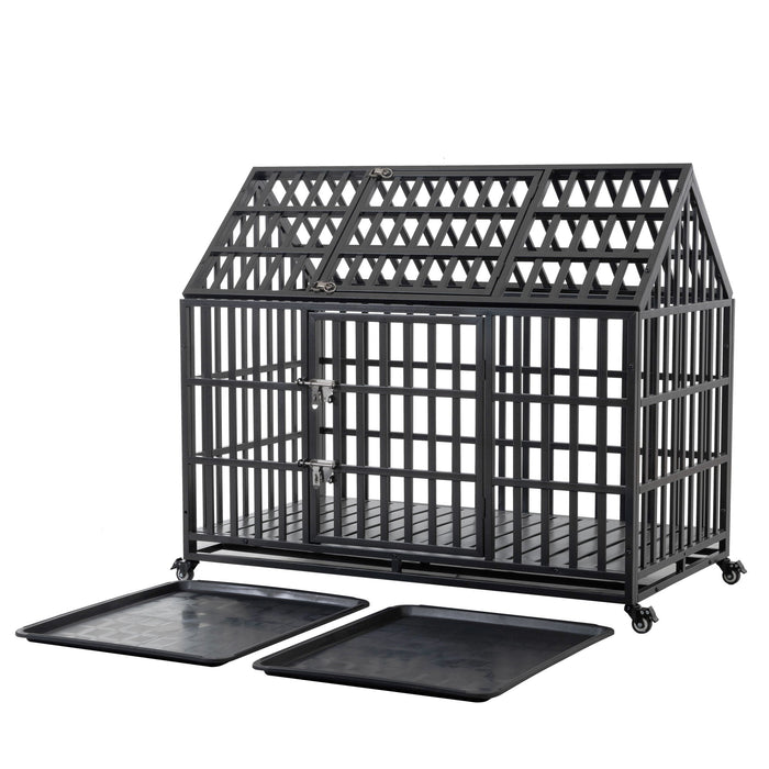 Heavy Duty Dog Crate Lockable Wheels Daily Nest