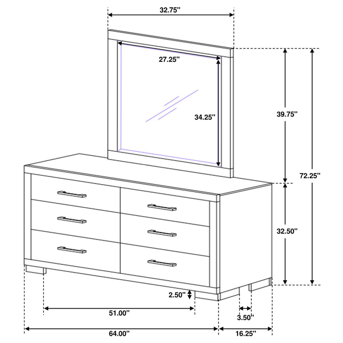 Polk - 6 Drawer Dresser With Mirror Furniture Max