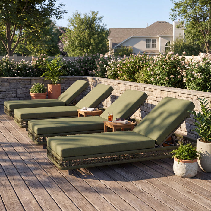 Outdoor Chaise Lounge & Wheels, 5 Position Adjustable Backrest Noble House