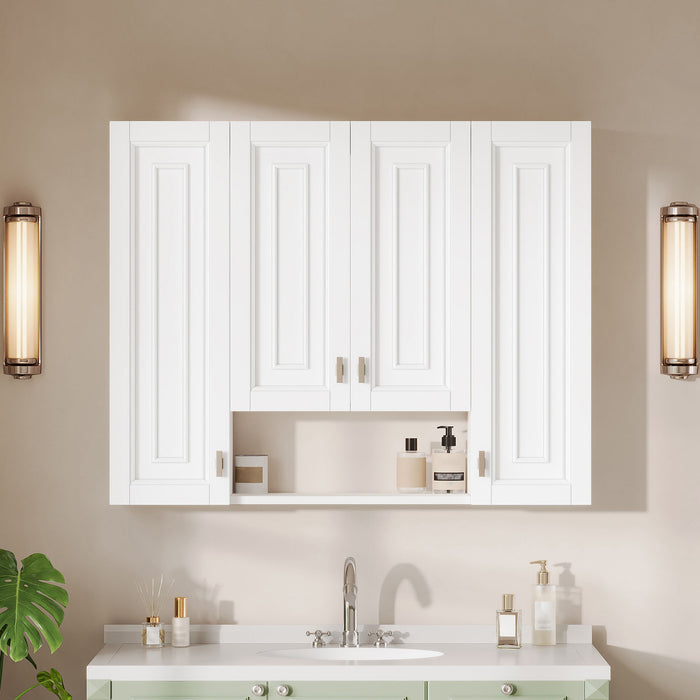 Bathroom Cabinet With 5 Adjustable Shelves, Soft Closing Hinges, Open Shelving Design - White Hearth and Haven