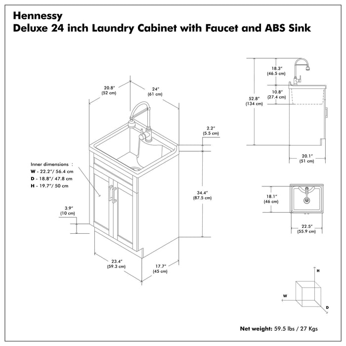 Hennessy - Deluxe Laundry Utility Sink And Cabinet Simpli-Home