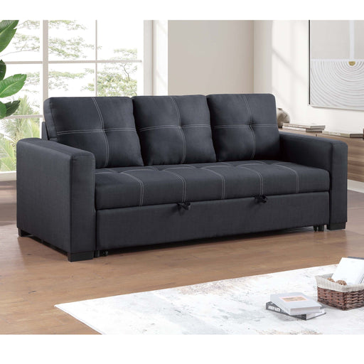Sectional Sofa Pull Out Bed Upholstered Tufted Convertible Couch - Black Home Essentials