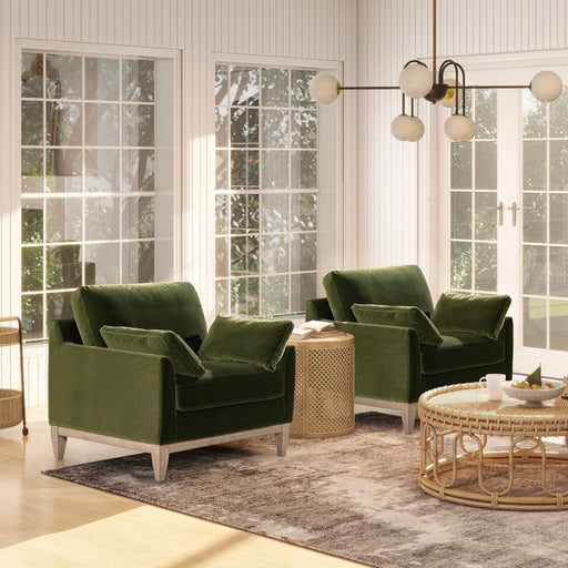 Pasadena - Wide Modern Farmhouse Accent Arm Chair - Olive Green Jennifer Taylor Home