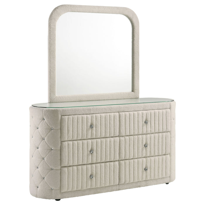Santiago - 6 Drawer Dresser With Mirror - Ivory Furniture Max