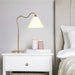 Ornate - Ring Base Curved Table Lamp With Triangle Drum Shade - Gold / White Ashcroft Furniture