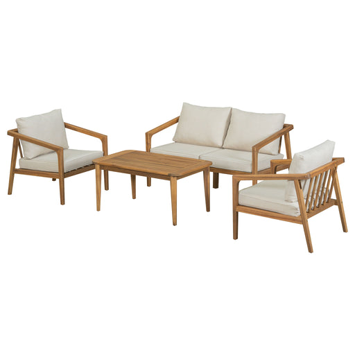 Westin - Outdoor Acacia Wood 4 Pieces Chat Set - Teak / Beige Noble House