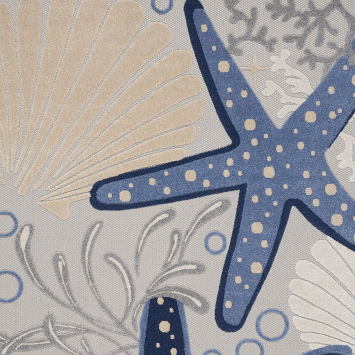 10' X 13' Starfish Indoor / Outdoor Area Rug - Blue / Gray