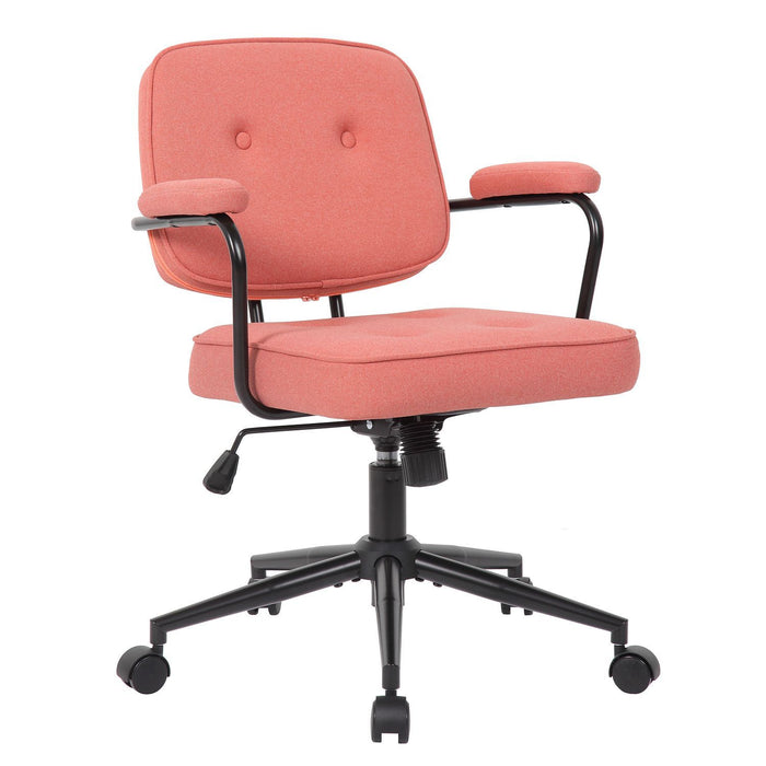 Button Mid Back Swivel Desk Chair With Curved Armrest - Pink Home Essentials