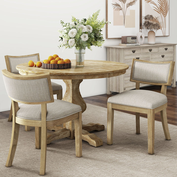 Farmhouse Style Fabric Upholstered Side Dining Chair Set Noble House