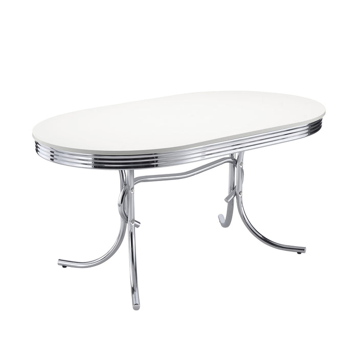 Oval Dining Table - White - Metal Furniture Max
