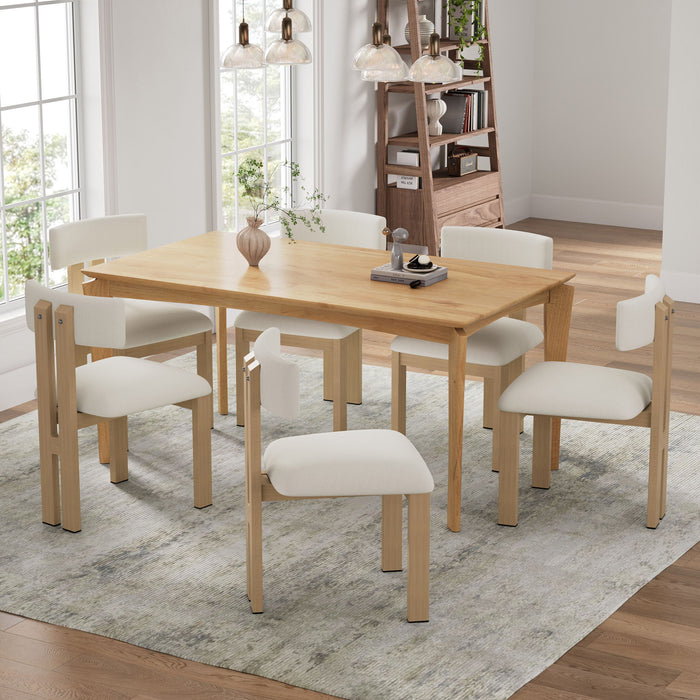 7 Piece Dining Set With Upholstered Armless Chairs And Table Noble House