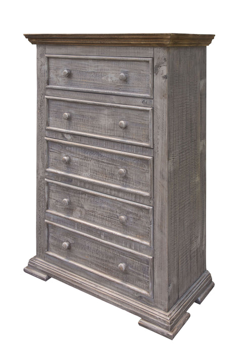 Solid Five Drawer Chest - Gray