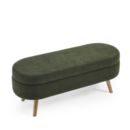 Ottoman Oval Storage Bench With Rubber Wood Legs Home Essentials