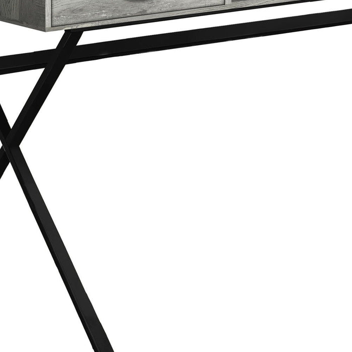24" Computer Desk With Two Drawers - Gray And Black