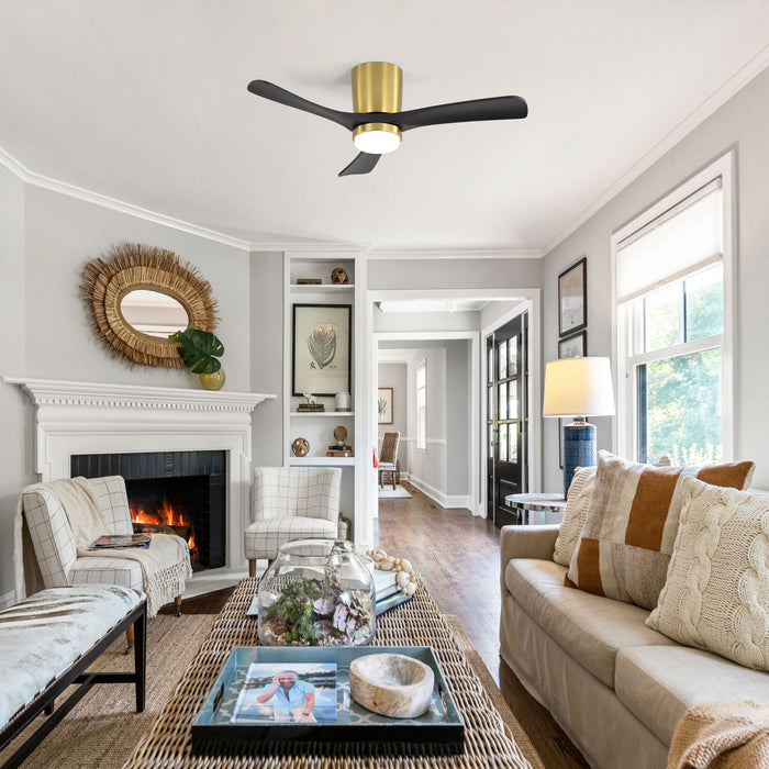 42" Ceiling Fan With Dimmable LED Light, DC Reversible Motor, 6 Speed Adjustable For Living Room - Gold / Black Daily Nest
