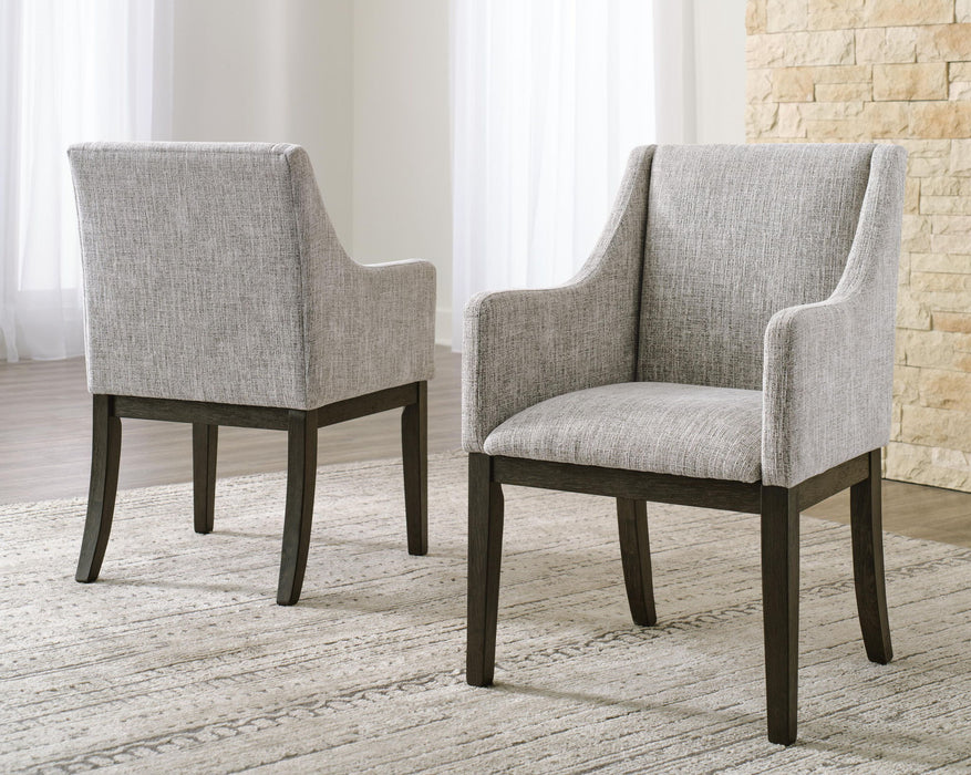 Burkhaus - Dining UPH Arm Chair (Set of 2) - Beige / Dark Brown Signature Design by Ashley®