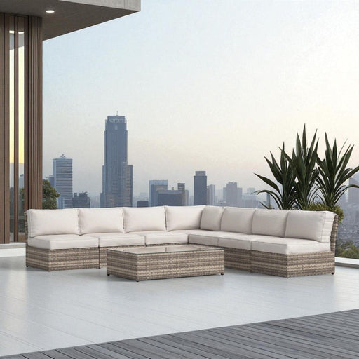 6 Piece Wicker Patio Seating Group With Cushions - Gray Mix LSI Patio Furniture