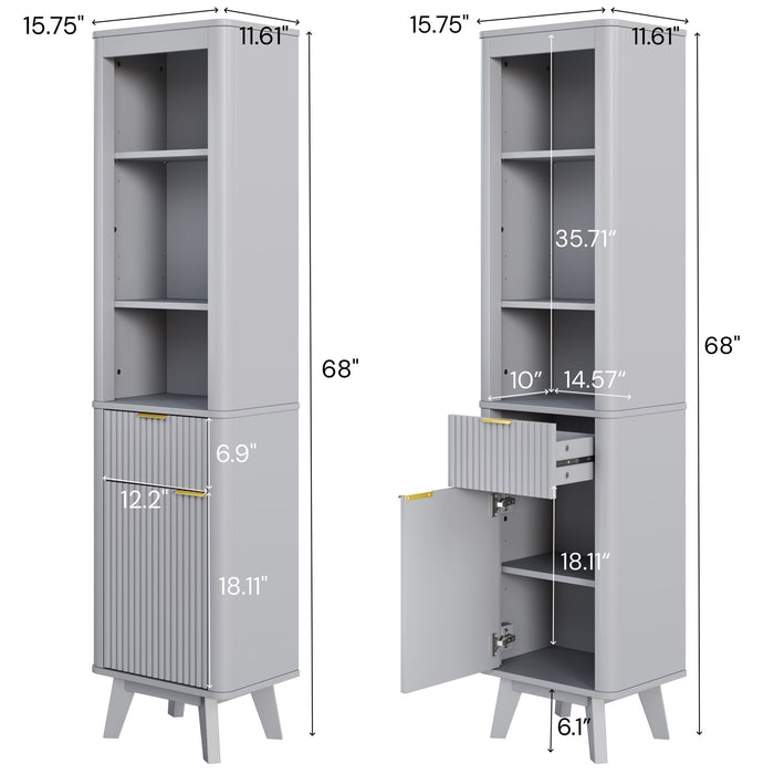 Tall Bathroom Storage Cabinet With Adjustable Shelves And 1 Drawer & Door Noble House
