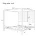 Canopy Bed With Tall Upholstered Headboard, 4 Poster Frame Hearth and Haven