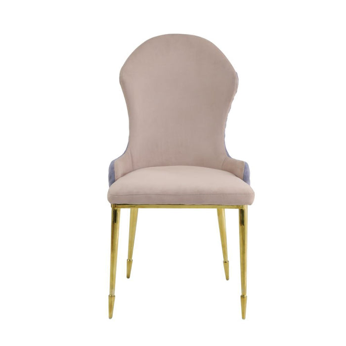 Caolan - Side Chair Set of 2) - Tan, Lavender Fabric & Gold