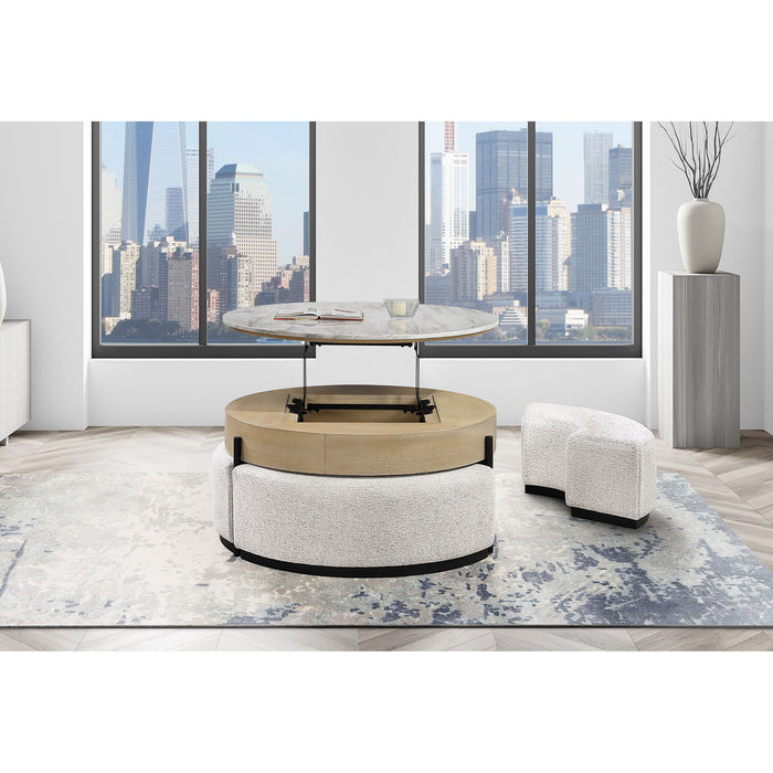 Rounded Storage Coffee Table With 3 Stools Global Furniture USA