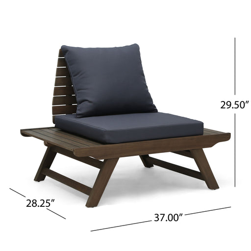 Aticus - 4 Person Outdoor Seating Group With Cushions, Slatted Club Chair - Dark Gray Noble House