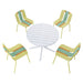 4 Piece Set Of Modern Striped Color Blocking Single Chairs With Round Table Home Essentials