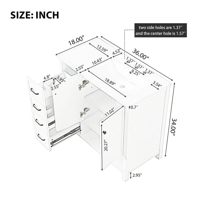 Bathroom Vanity With Sink Top, Bathroom Vanity Cabinet With 2 Doors And 2 Drawers, Open Shelf Hearth and Haven