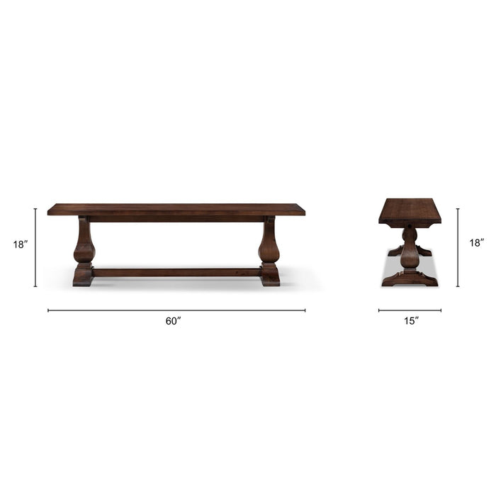 Whitmore - Trestle Dining Bench - Dark Brown Jennifer Taylor Home