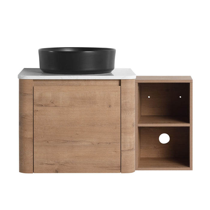 Wall Mounted Bathroom Vanity With Art Sink, 1 Storage Shelf, 2 Soft Close Doors Home Essentials