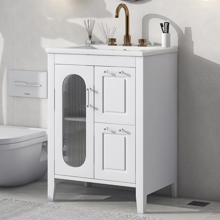Modern Bathroom Vanity With Sink, Cabinet With 2 Drawers And Door, Adjustable Shelf Hearth and Haven