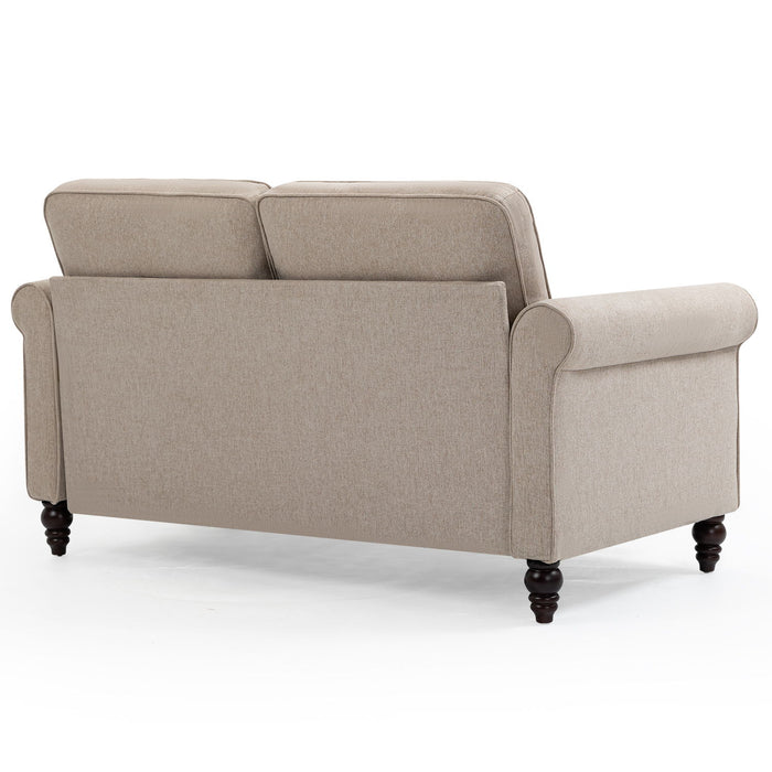 2 Seater Loveseat Sofa, Mid-Century Modern Couches For Living Room, Button Tufted Sofa - Light Beige