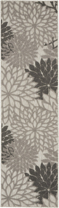 2' X 6' Floral Outdoor / Indoor Area Rug - Gray