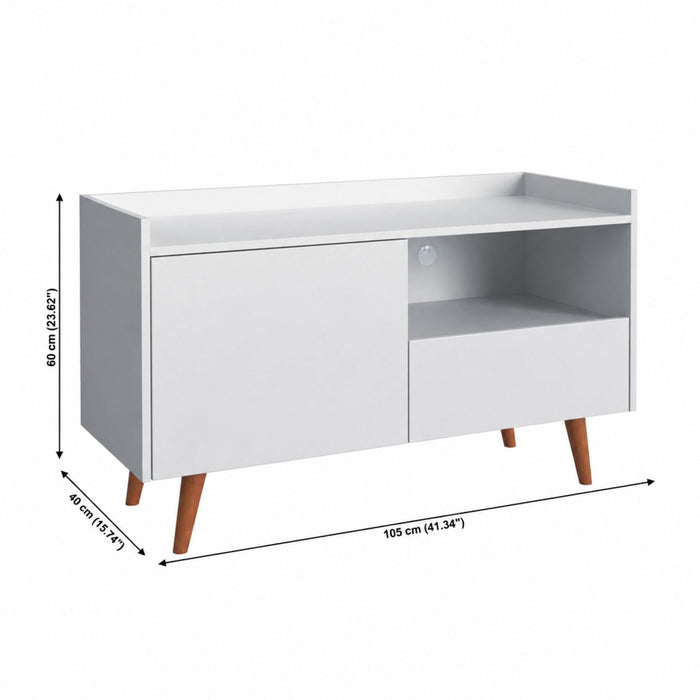 TV Stand For TVs Up To 45" With Open Storage Shelf, Cable Management, 1 Door And 1 Drawer Home Essentials