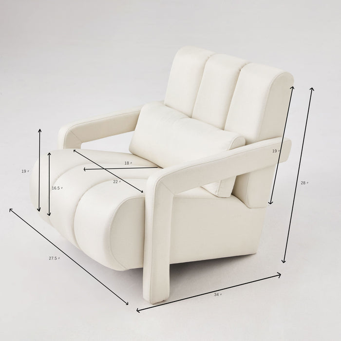Modern Upholstered Accent Chair, Comfortable Fabric With A Pillow For Living Room Home Essentials