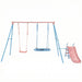 Xns107 - 2 Swing Set With Slide For Outdoor - Blue / Pink Daily Nest